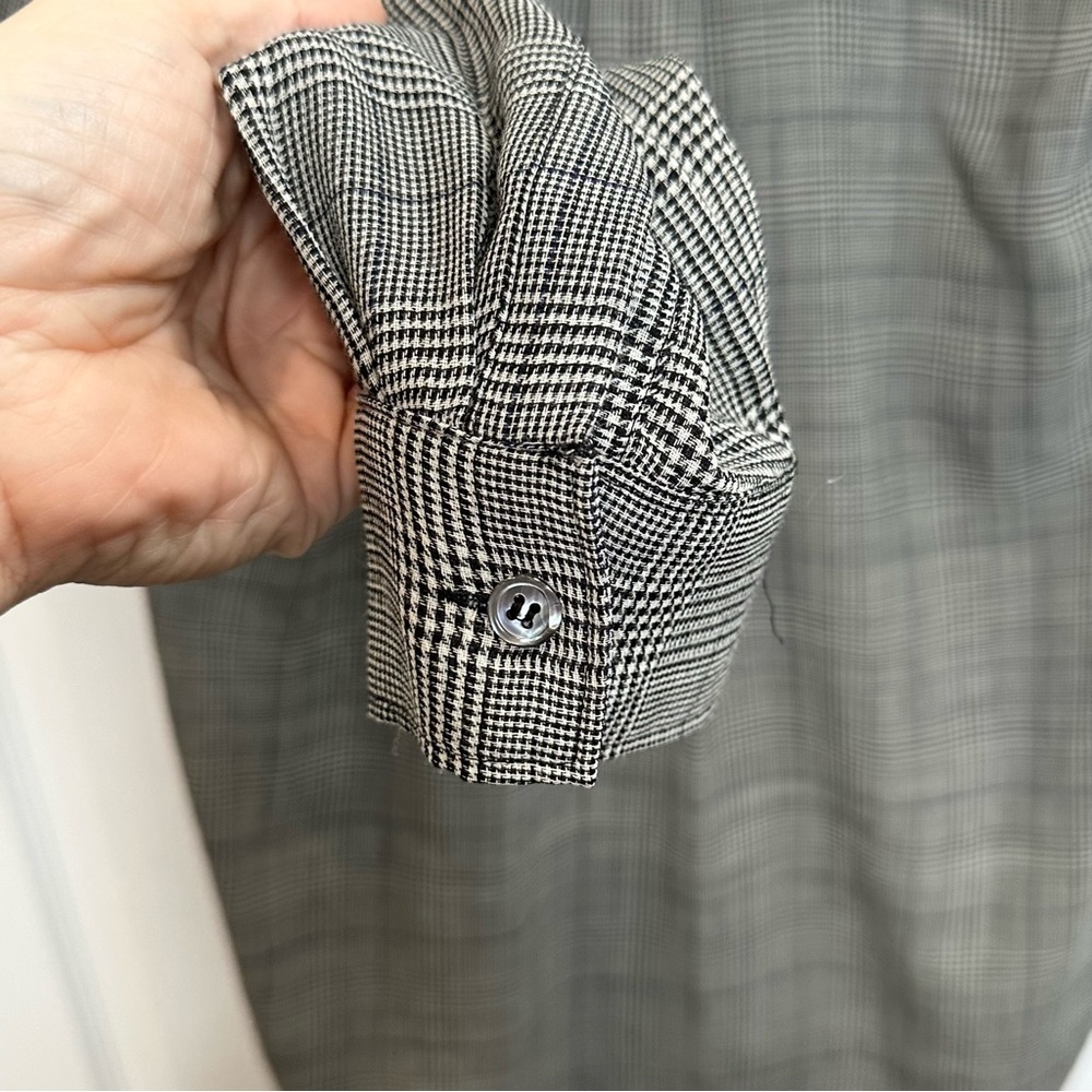 Theory Orvinio Pinedale Grey Glen Plaid Wool Blend Blouse Size P EUC - Picture 6 of 8